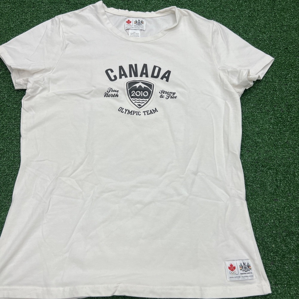 2010 Team Canada Olympic T-Shirt White Short Sleeve Womens Size Large